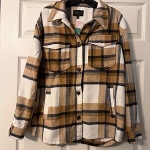 NWT! Love Tree Women's Shacket Brown and White